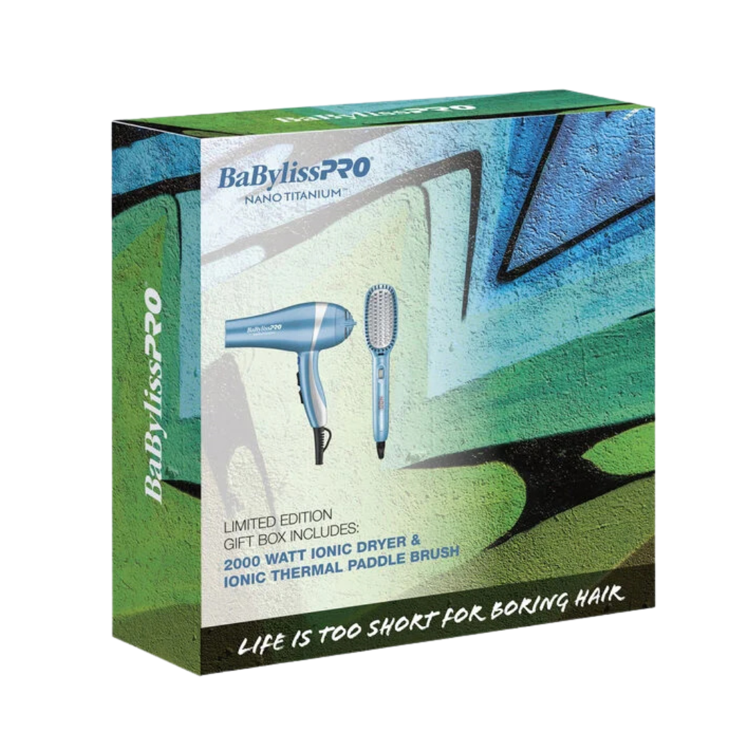 Nano Titanium Hair Dryer & Ionic Thermal Paddle Brush Limited Edition Mega Value Set