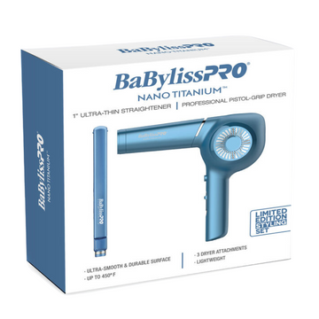 Nano Titanium™ 1" Ultra-Thin Straightener & Professional Pistol-Grip Dryer Gift Set