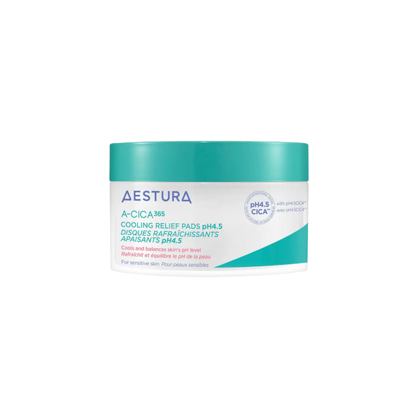 A-CICA365 Cooling Relief Toner Pads pH4.5 with Centella Asiatica + Hyaluronic Acid for Redness