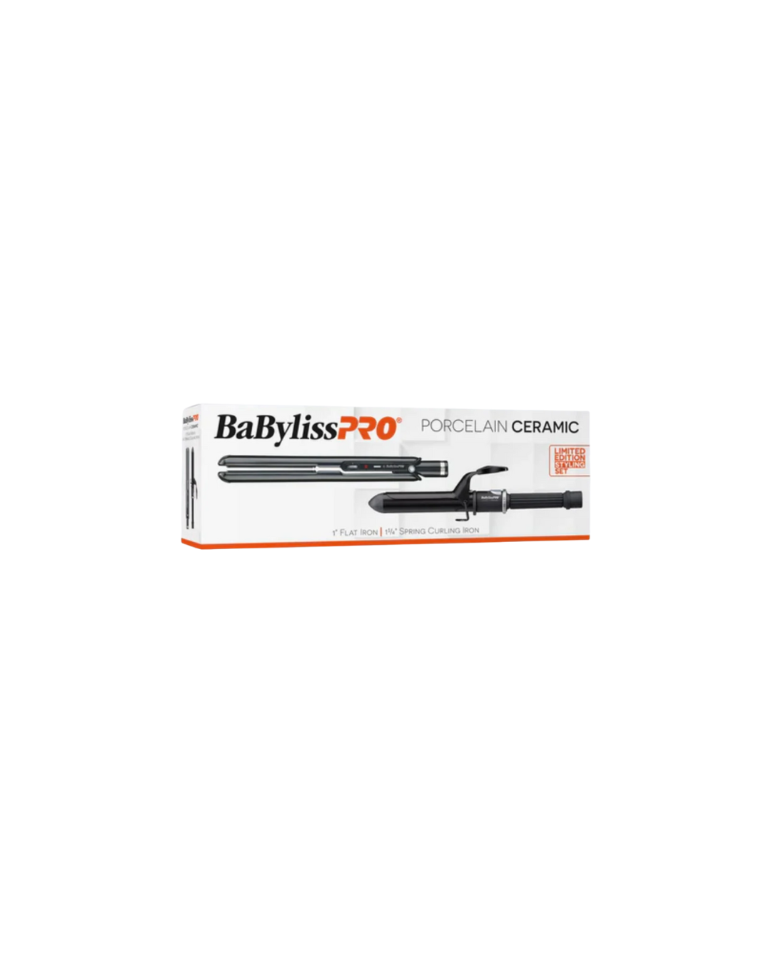 Babyliss Pro Porcelain Ceramic 1" Flat Iron + 1 1/4" Spring Curling Iron