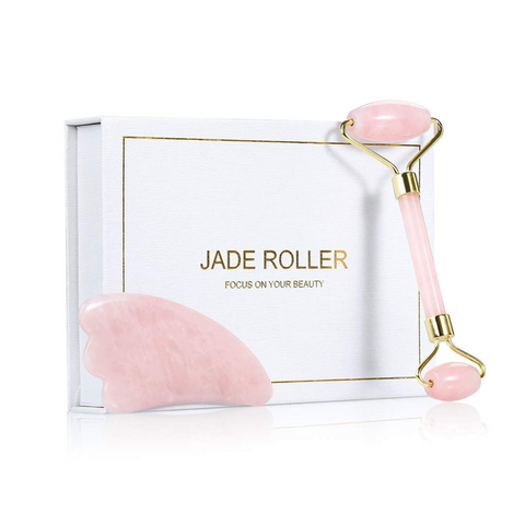 Jade Roller for Face and Gua Sha Scraping Massager Set